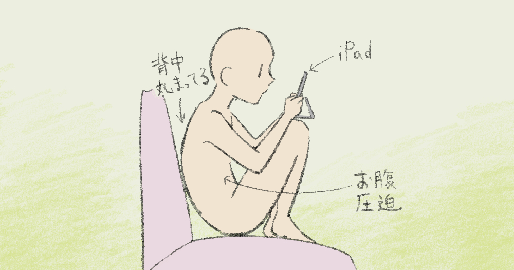 生理痛と関係していた悪い姿勢を描いたイラスト